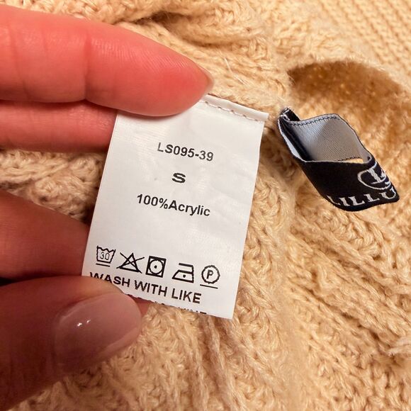 Lillusory Apricot Beige Tan Oversized Turtleneck Sweater Dress Small - Picture 6 of 8